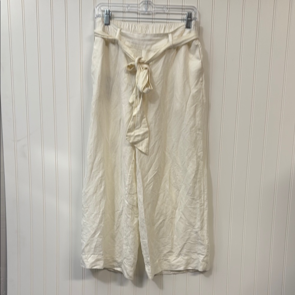 A New Day Ivory Cream Linen Blend Wide Leg Pants Size M